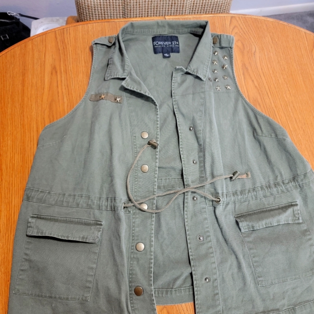 Forever 21 Long Army Green Vest